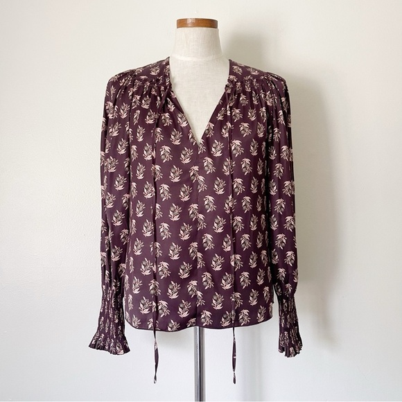 Rebecca Taylor Purple Floral Top size Medium preowned - Picture 1 of 8